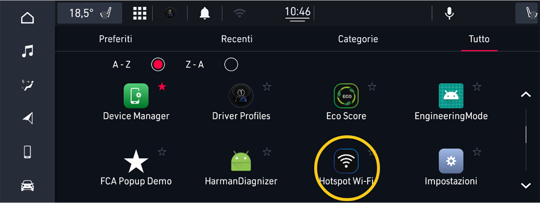 Fiat Wi-Fi Selection